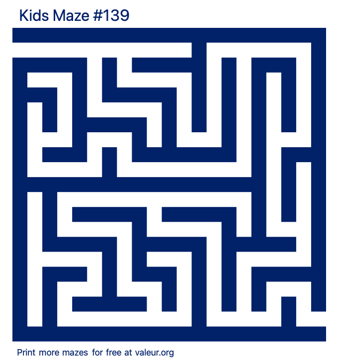 Free Printable Kids Maze number 139