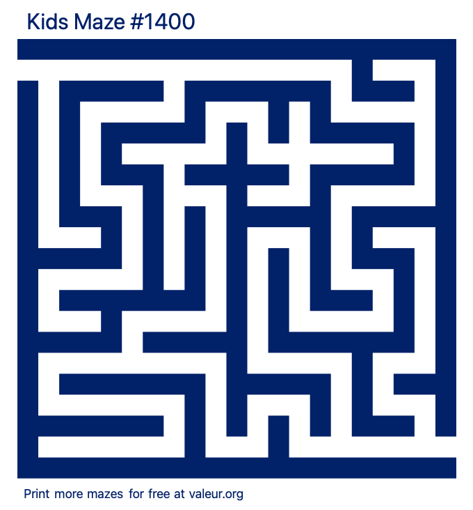 Free Printable Kids Maze number 1400