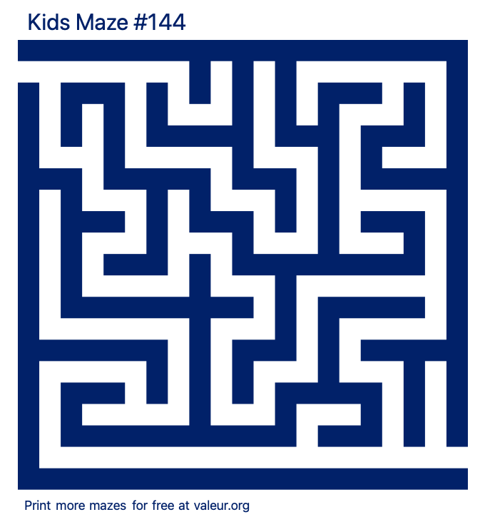 Free Printable Kids Maze number 144