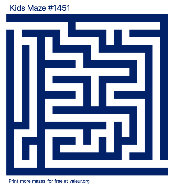 Free Printable Kids Maze number 1451