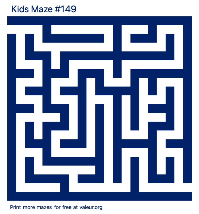 Free Printable Kids Maze number 149