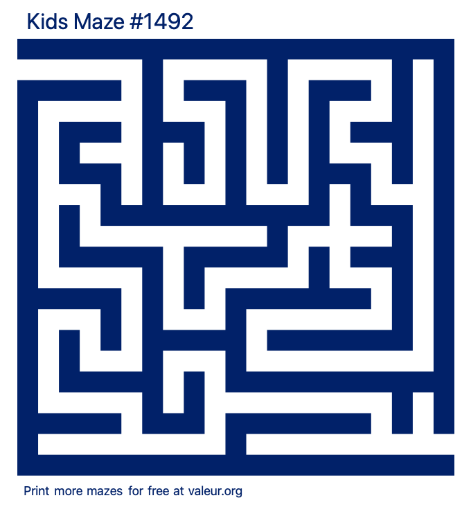 Free Printable Kids Maze number 1492