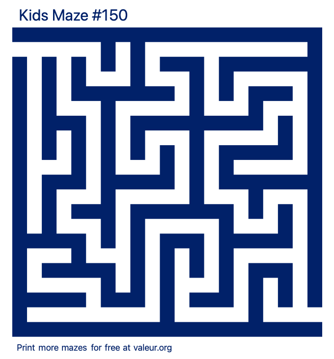 Free Printable Kids Maze number 150