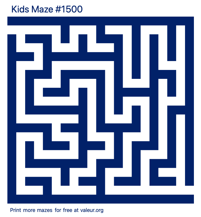 Free Printable Kids Maze number 1500