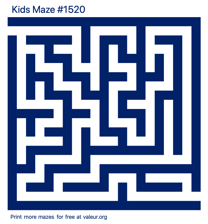 Free Printable Kids Maze number 1520