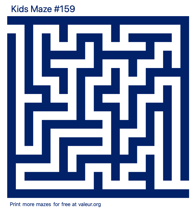 Free Printable Kids Maze number 159