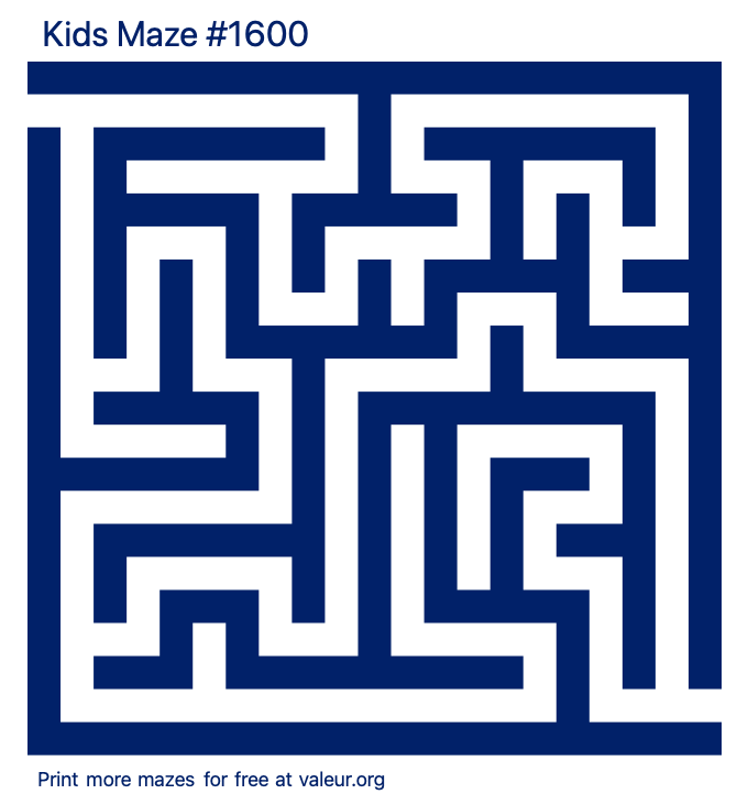 Free Printable Kids Maze number 1600