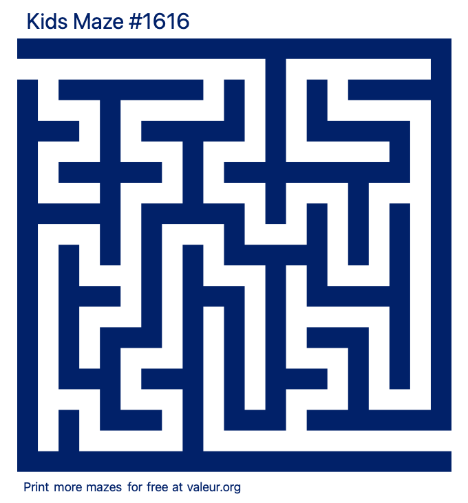 Free Printable Kids Maze number 1616