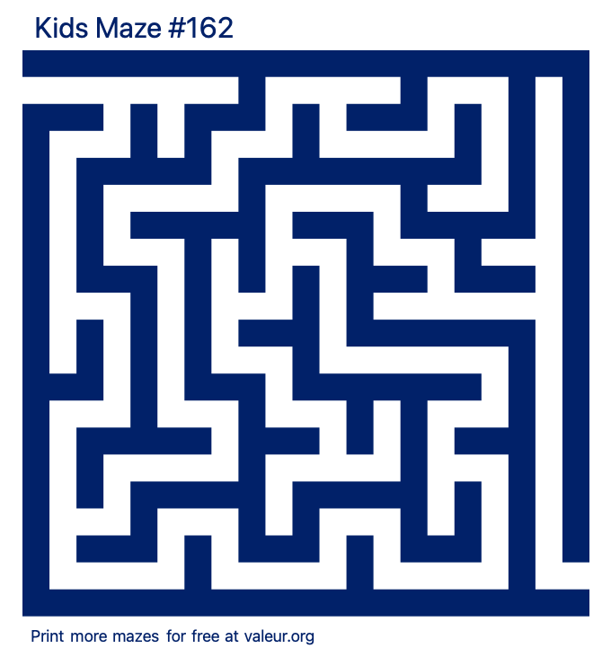 Free Printable Kids Maze number 162