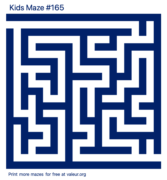 Free Printable Kids Maze number 165