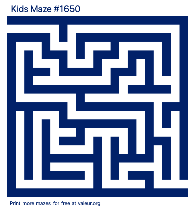 Free Printable Kids Maze number 1650