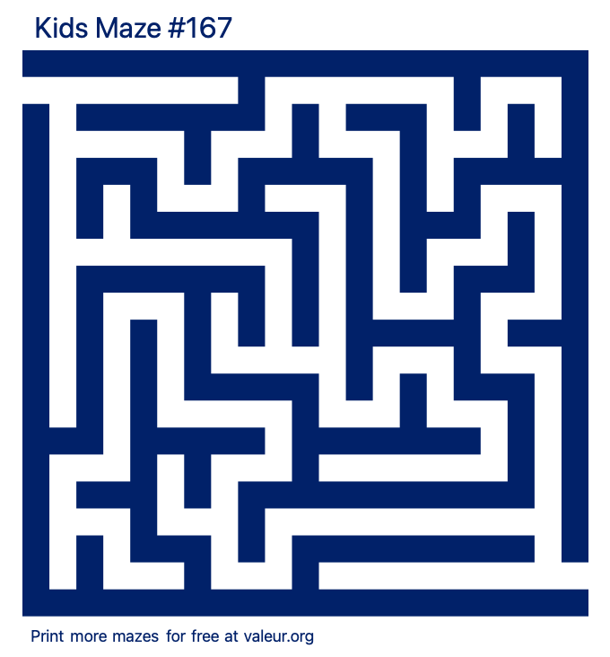 Free Printable Kids Maze number 167