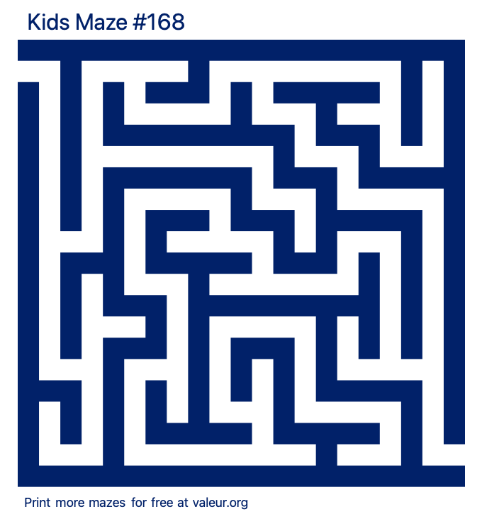 Free Printable Kids Maze number 168