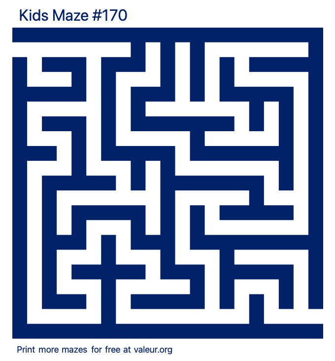 Free Printable Kids Maze number 170