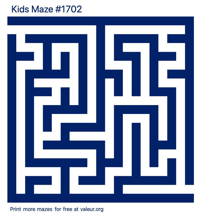 Free Printable Kids Maze number 1702