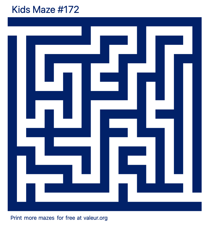 Free Printable Kids Maze number 172