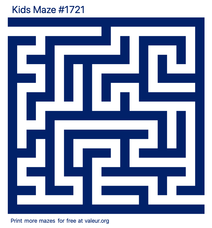 Free Printable Kids Maze number 1721