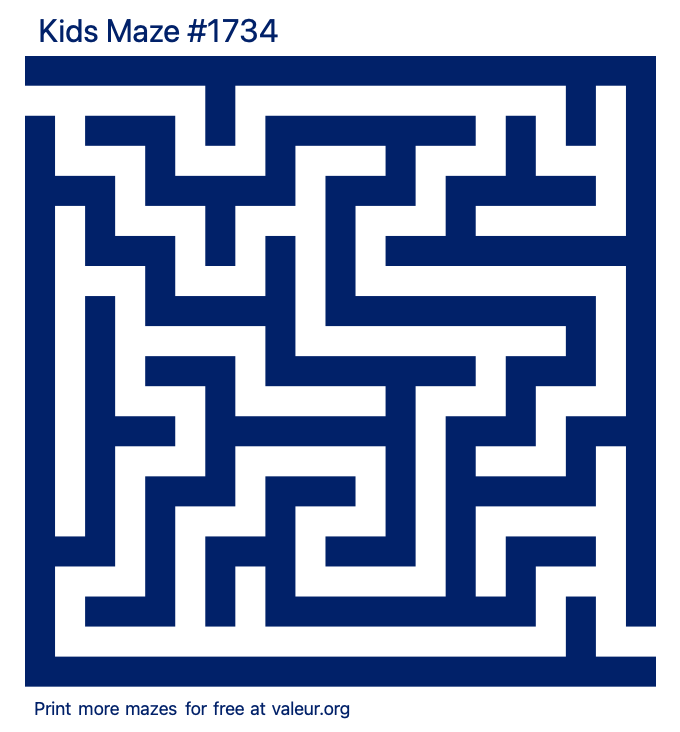 Free Printable Kids Maze number 1734