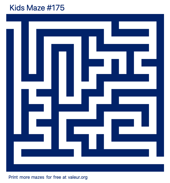 Free Printable Kids Maze number 175