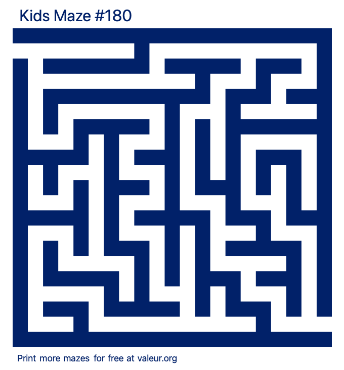 Free Printable Kids Maze number 180