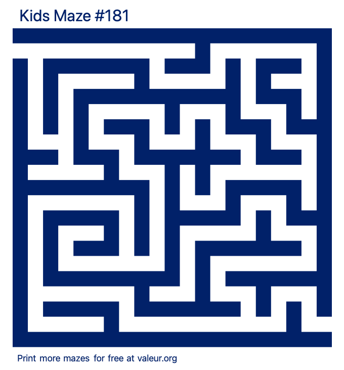 Free Printable Kids Maze number 181