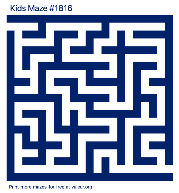 Free Printable Kids Maze number 1816