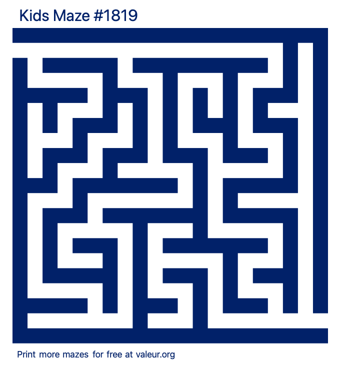 Free Printable Kids Maze number 1819