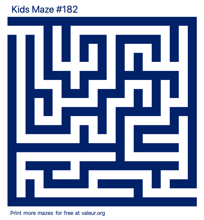 Free Printable Kids Maze number 182