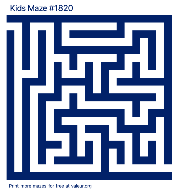 Free Printable Kids Maze number 1820