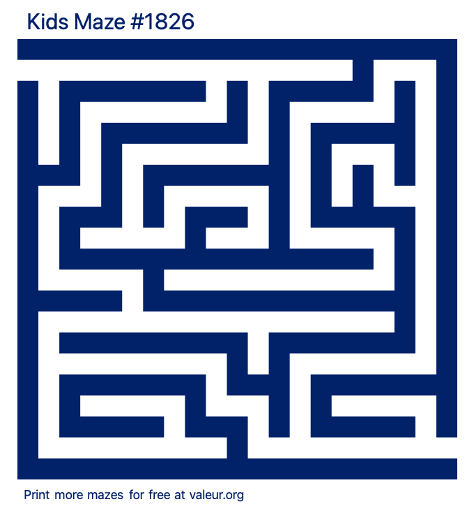 Free Printable Kids Maze number 1826