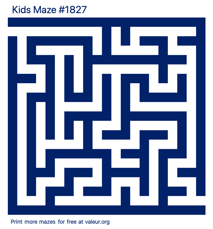 Free Printable Kids Maze number 1827