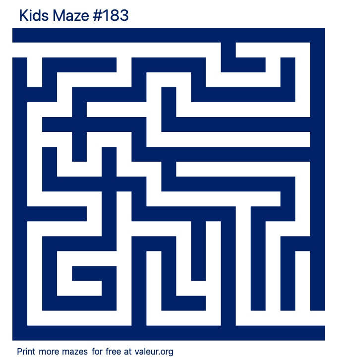 Free Printable Kids Maze number 183