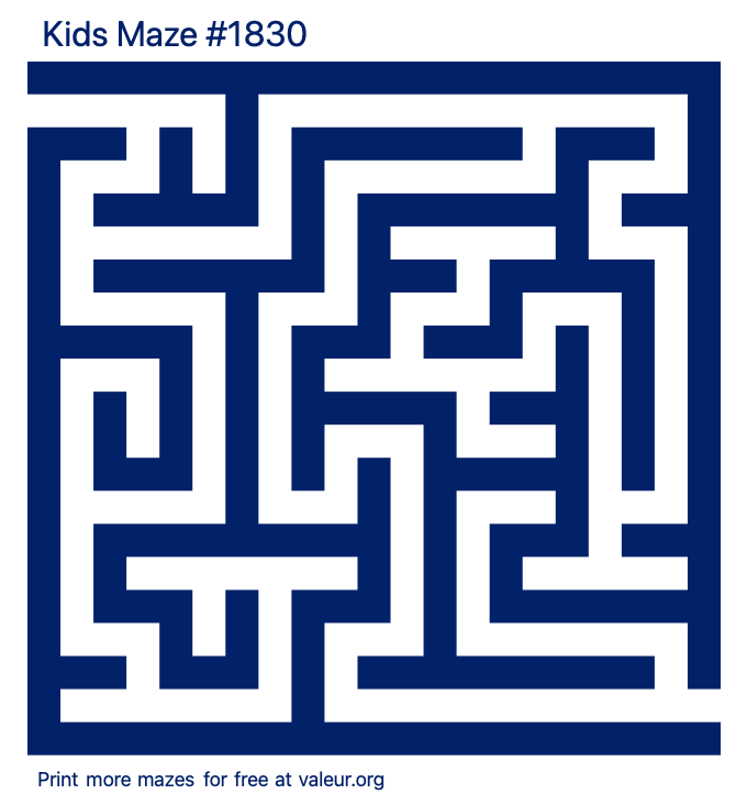 Free Printable Kids Maze number 1830