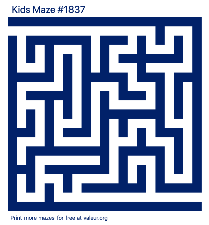 Free Printable Kids Maze number 1837