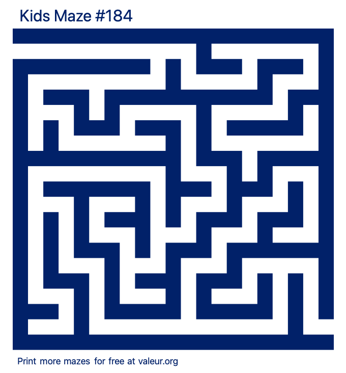 Free Printable Kids Maze number 184