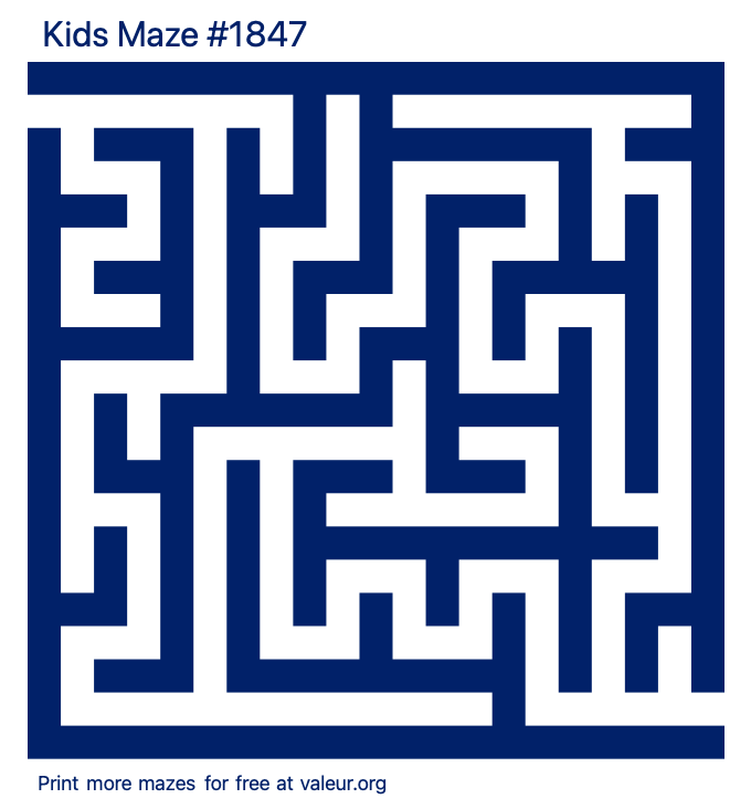 Free Printable Kids Maze number 1847