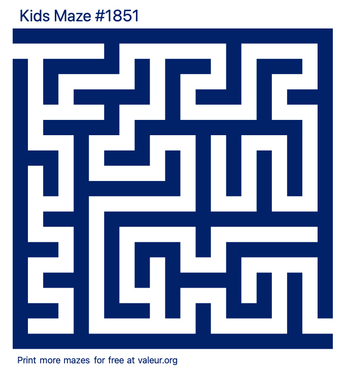 Free Printable Kids Maze number 1851