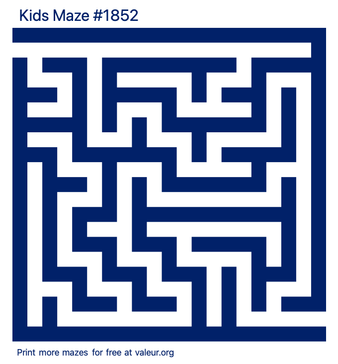 Free Printable Kids Maze number 1852