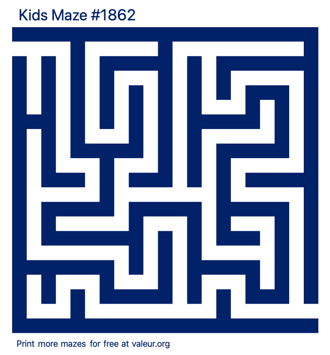 Free Printable Kids Maze number 1862