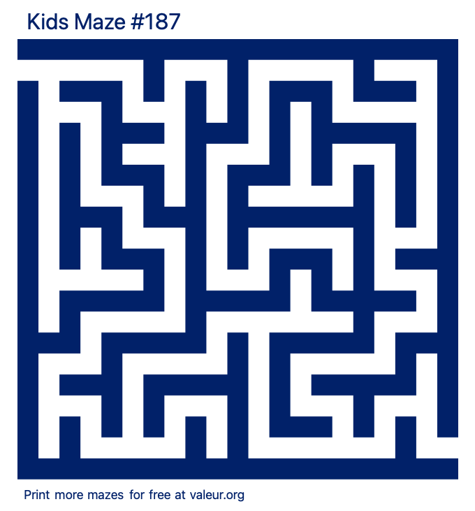 Free Printable Kids Maze number 187