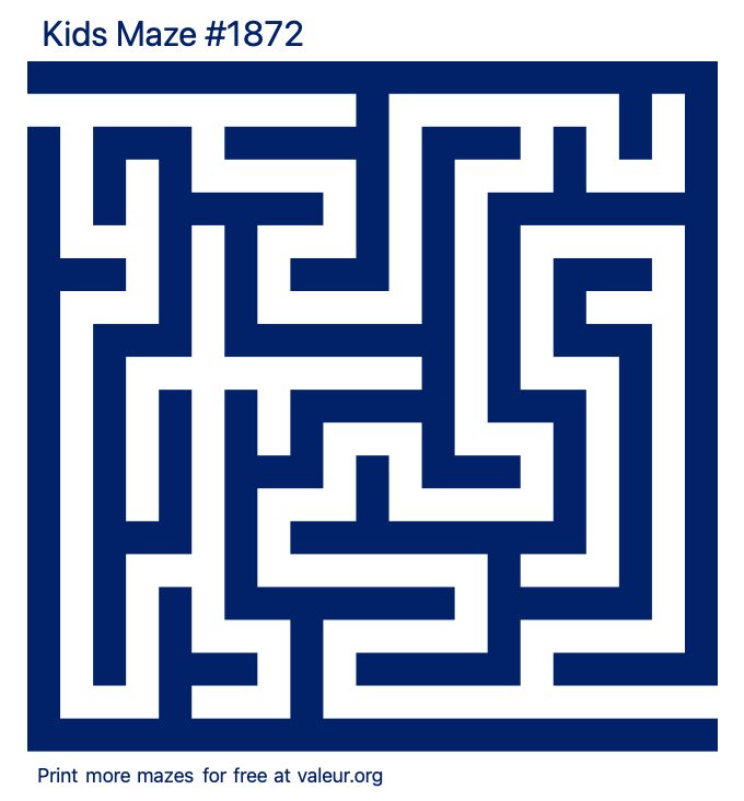 Free Printable Kids Maze number 1872