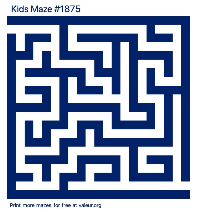 Free Printable Kids Maze number 1875