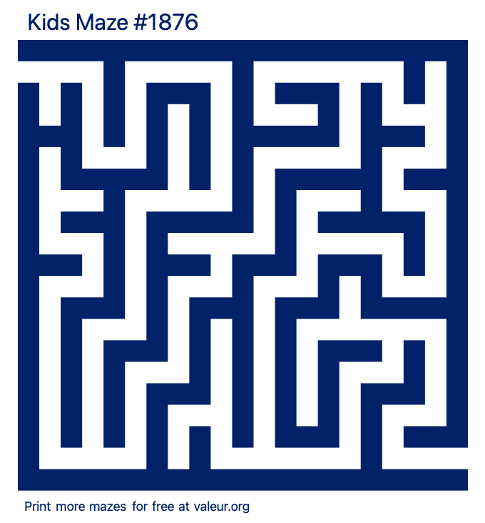 Free Printable Kids Maze number 1876