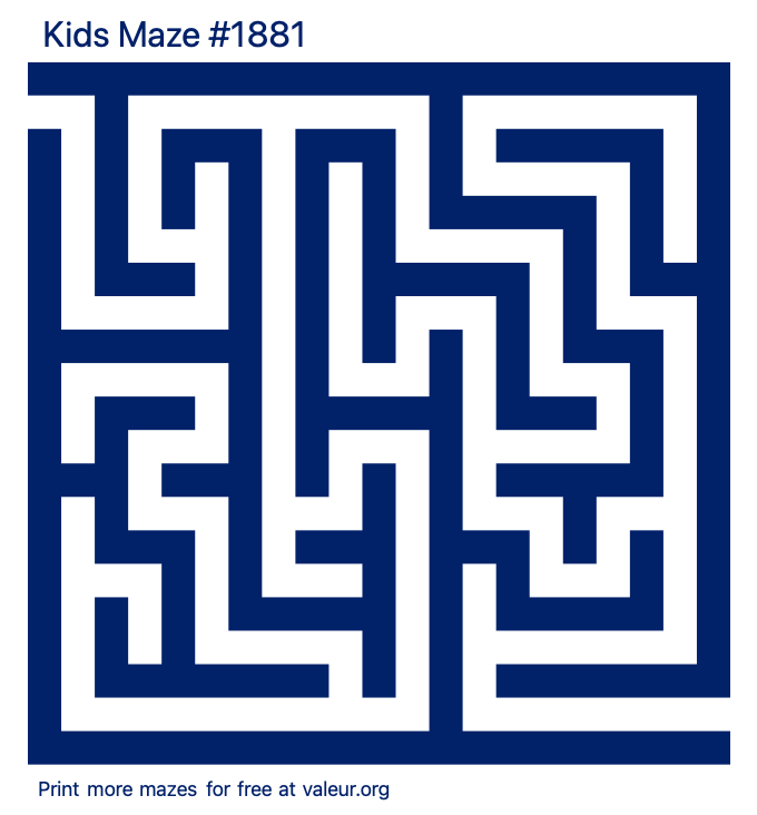 Free Printable Kids Maze number 1881