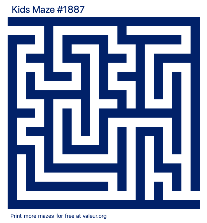 Free Printable Kids Maze number 1887