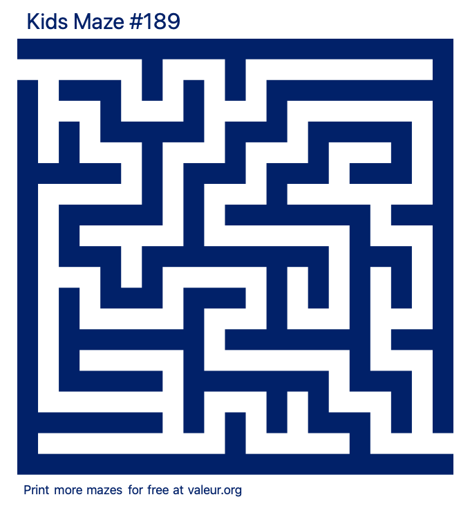 Free Printable Kids Maze number 189