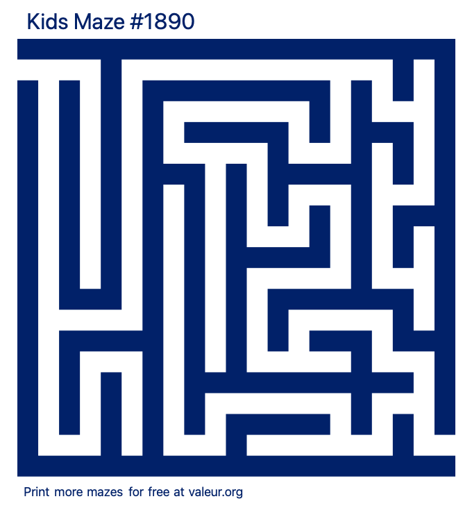 Free Printable Kids Maze number 1890
