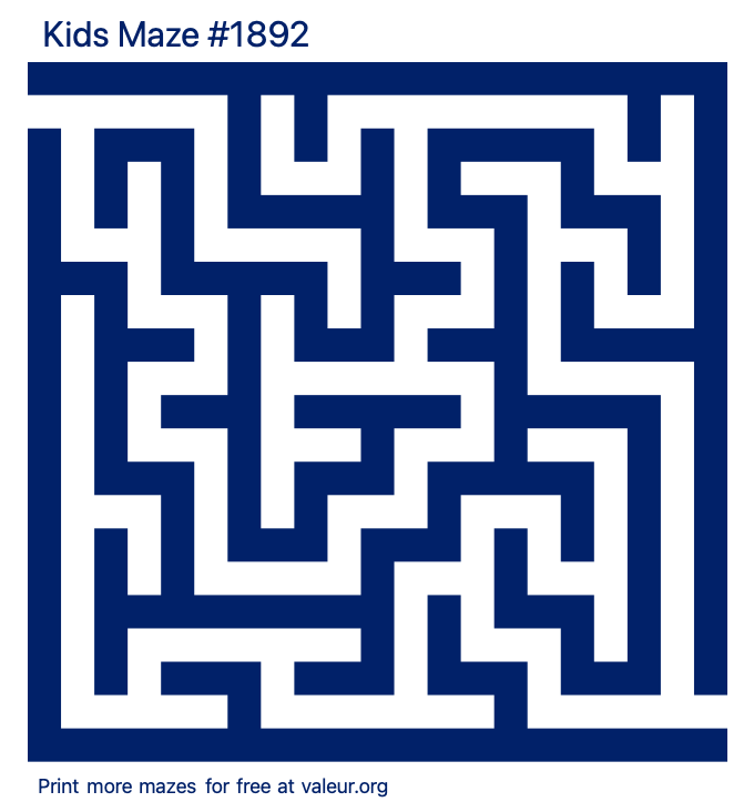Free Printable Kids Maze number 1892
