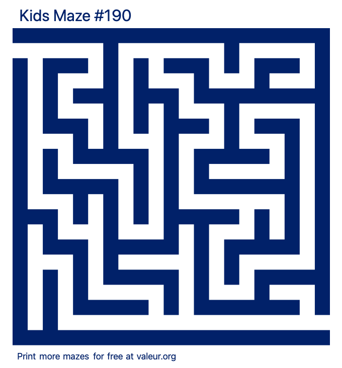 Free Printable Kids Maze number 190