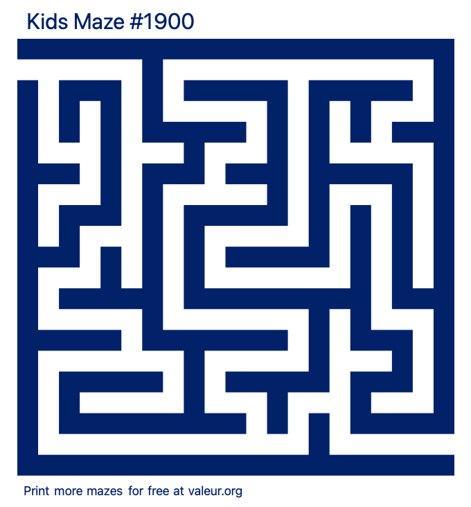 Free Printable Kids Maze number 1900